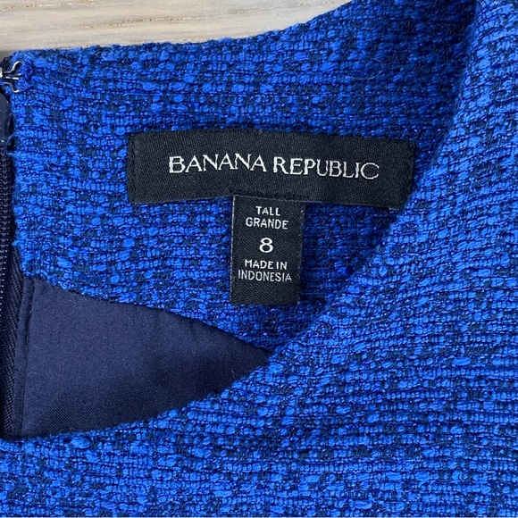 BANANA REPUBLIC Blue Tweed Sheath (8TALL) - Picture 5 of 6